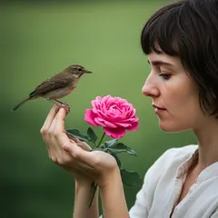 Imagen 3 — A bird perched on the left hand of a person, the r