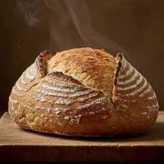 Imagen 3 — A rustic sourdough bread loaf, freshly baked with 