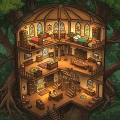 Imagen 3 — A detailed cross-section of a fantasy treehouse sh