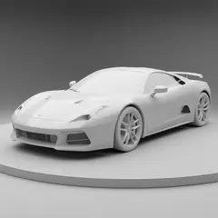 Imagen 3 — A clay render of a sports car, white material, stu