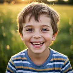 Imagen 3 — A freckled boy with bright blue eyes and messy hai