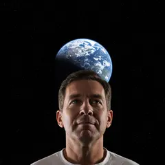 Imagen 3 — An astronaut without a helmet, face lit by Earth g
