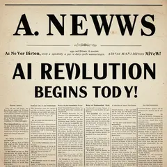 Imagen 3 — A newspaper headline reading AI REVOLUTION BEGINS 