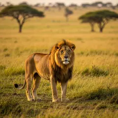 Imagen 4 Fast — A majestic lion with a full mane, golden savanna b