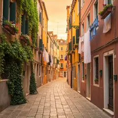 Imagen 4 Fast — A narrow cobblestone alley in Venice with colorful