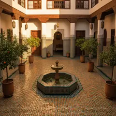 Imagen 4 Fast — A traditional riad courtyard with intricate zellig