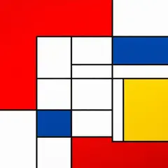Imagen 4 Fast — A geometric abstract composition with red, blue, a
