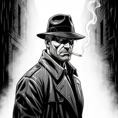 Imagen 4 Fast — A noir detective in a foggy alley, graphic novel s