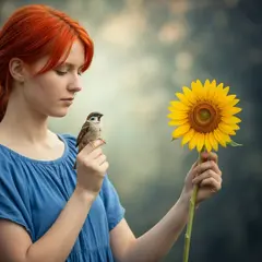 Imagen 4 Fast — A bird perched on the left hand of a person, the r