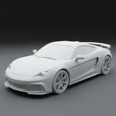 Imagen 4 Fast — A clay render of a sports car, white material, stu