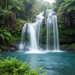 Imagen 4 Fast — A waterfall cascading into a tropical pool surroun