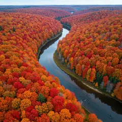 Imagen 4 Fast — An aerial view of a winding river through autumn f