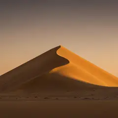 Imagen 4 Fast — A desert sand dune at sunset with long shadows, Sa