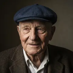 Imagen 4 Fast — An elderly man with a weathered face and kind smil