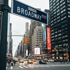 Imagen 4 Fast — A street sign at the intersection of BROADWAY and 