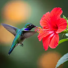 Imagen 4 Ultra — A hummingbird hovering next to a bright red flower