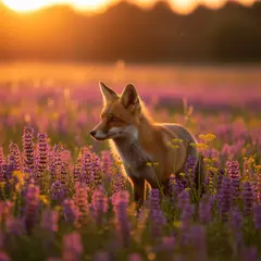 Imagen 4 Ultra — A fox in a field of wildflowers, backlit by sunset