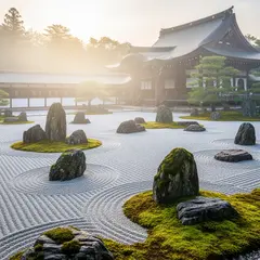Imagen 4 Ultra — A Japanese zen garden with raked gravel, moss-cove