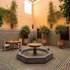 Imagen 4 Ultra — A traditional riad courtyard with intricate zellig