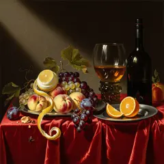 Imagen 4 Ultra — A still life of fruit and wine on a table, Dutch G