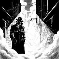 Imagen 4 Ultra — A noir detective in a foggy alley, graphic novel s
