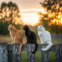 Imagen 4 Ultra — Three cats of different colors sitting in a row on