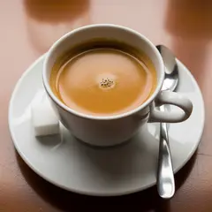 Imagen 4 Ultra — A cup of coffee on a saucer, with a spoon to the r