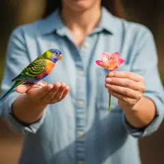 Imagen 4 Ultra — A bird perched on the left hand of a person, the r