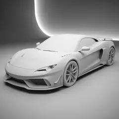 Imagen 4 Ultra — A clay render of a sports car, white material, stu