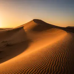 Imagen 4 Ultra — A desert sand dune at sunset with long shadows, Sa