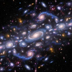 Imagen 4 — A fractal pattern made of galaxies and nebulae, co