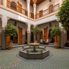 Imagen 4 — A traditional riad courtyard with intricate zellig