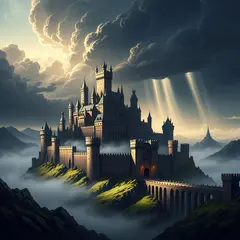 Imagen 4 — A medieval castle on a hilltop, fantasy art style,