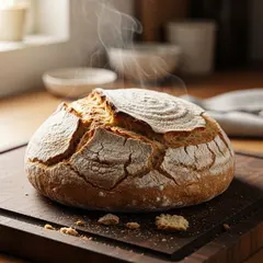 Imagen 4 — A rustic sourdough bread loaf, freshly baked with 