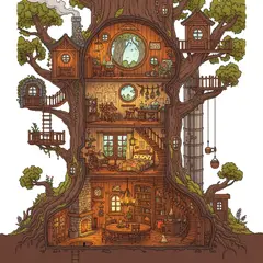 Imagen 4 — A detailed cross-section of a fantasy treehouse sh