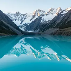 Imagen 4 — A turquoise glacial lake surrounded by snow-capped