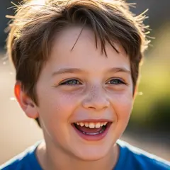 Imagen 4 — A freckled boy with bright blue eyes and messy hai