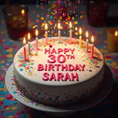 Imagen 4 — A birthday cake with HAPPY 30TH BIRTHDAY SARAH wri