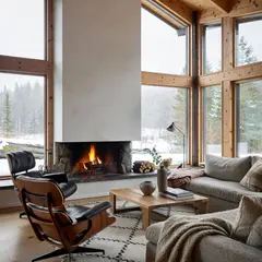ImagineArt 1.5 — A cozy Scandinavian living room with a fireplace, 