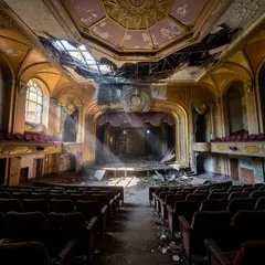 ImagineArt 1.5 — An abandoned Art Deco theater with peeling gold pa