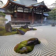 ImagineArt 1.5 — A Japanese zen garden with raked gravel, moss-cove