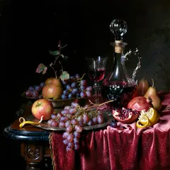ImagineArt 1.5 — A still life of fruit and wine on a table, Dutch G