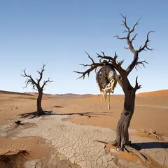 ImagineArt 1.5 — A surreal melting clock draped over a barren tree 