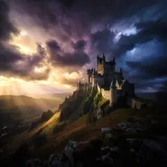 ImagineArt 1.5 — A medieval castle on a hilltop, fantasy art style,