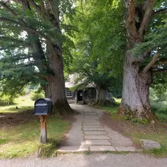 ImagineArt 1.5 — A small house between two tall trees, with a path 