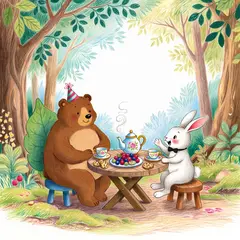 ImagineArt 1.5 — A children's book illustration of a bear and a rab