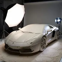 ImagineArt 1.5 — A clay render of a sports car, white material, stu