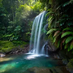 ImagineArt 1.5 — A waterfall cascading into a tropical pool surroun