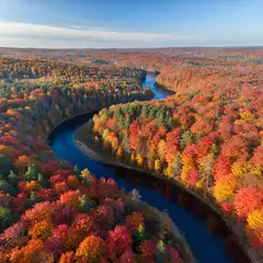 ImagineArt 1.5 — An aerial view of a winding river through autumn f