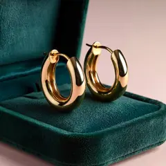 ImagineArt 1.5 — A pair of gold hoop earrings on a velvet jewelry d